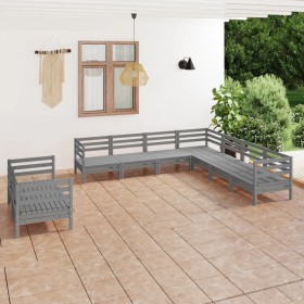 9-piece solid pine wood garden furniture set in gray. by vidaXL, Garden sets - Ref: Foro24-3083186, Price: 457,99 €, Discount: %