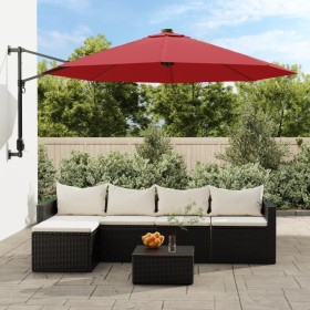 Wall umbrella with bright red LED 290 cm by vidaXL, Umbrellas - Ref: Foro24-362895, Price: 106,99 €, Discount: %