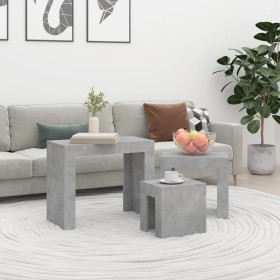 Stackable coffee tables 3 pieces concrete gray chipboard by vidaXL, Coffee table - Ref: Foro24-808544, Price: 68,51 €, Discou...