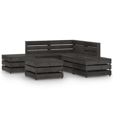 Set de muebles de jardín 6 pzas madera de pino impregnada gris de vidaXL, Conjuntos de jardín - Ref: Foro24-3068066, Precio: ...