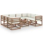 Set de muebles de jardín 9 piezas con cojines blanco crema de vidaXL, Conjuntos de jardín - Ref: Foro24-3067490, Precio: 661,...