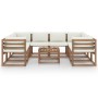 Set de muebles de jardín 9 piezas con cojines blanco crema de vidaXL, Conjuntos de jardín - Ref: Foro24-3067490, Precio: 661,...