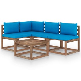 5-piece garden furniture set with light blue cushions by vidaXL, Garden sets - Ref: Foro24-3067372, Price: 318,99 €, Discount: %