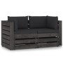 2-Sitzer-Palettensofa mit grau imprägnierten Kiefernholzkissen von vidaXL, Gartensets - Ref: Foro24-3068163, Preis: 256,65 €,...