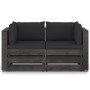 2-Sitzer-Palettensofa mit grau imprägnierten Kiefernholzkissen von vidaXL, Gartensets - Ref: Foro24-3068163, Preis: 256,65 €,...