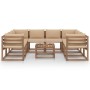 Set de muebles de jardín 9 piezas con cojines beige de vidaXL, Conjuntos de jardín - Ref: Foro24-3067491, Precio: 668,84 €, D...