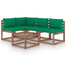 5-piece garden furniture set with green cushions by vidaXL, Garden sets - Ref: Foro24-3067373, Price: 270,99 €, Discount: %