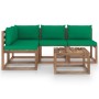 Juego de muebles de jardín 5 piezas con cojines verdes de vidaXL, Conjuntos de jardín - Ref: Foro24-3067373, Precio: 270,64 €...