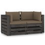 2-seater pallet sofa with gray impregnated pine wood cushions by vidaXL, Garden sets - Ref: Foro24-3068164, Price: 267,99 €, ...