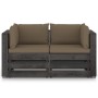 2-Sitzer-Palettensofa mit grau imprägnierten Kiefernholzkissen von vidaXL, Gartensets - Ref: Foro24-3068164, Preis: 267,99 €,...