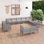 Gartenmöbel-Set 12-teilig aus massivem grauem Kiefernholz von vidaXL, Gartensets - Ref: Foro24-3083226, Preis: 674,18 €, Raba...