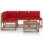 5-piece garden furniture set with red cushions by vidaXL, Garden sets - Ref: Foro24-3067374, Price: 306,52 €, Discount: %