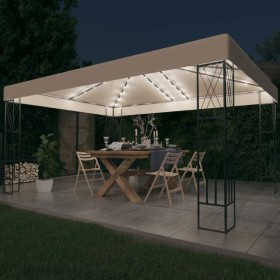 Pavillon mit LED-Lichtleiste 3x4 m cremefarbener Stoff von vidaXL, Zelte und Pavillons - Ref: Foro24-3070328, Preis: 211,68 €...