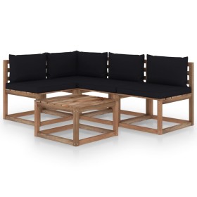 5-piece garden furniture set with black cushions by vidaXL, Garden sets - Ref: Foro24-3067375, Price: 322,99 €, Discount: %