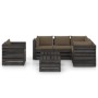 8-piece garden furniture with gray impregnated wood cushions by vidaXL, Garden sets - Ref: Foro24-3068500, Price: 810,14 €, D...