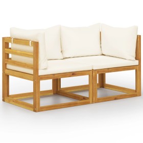 2-seater garden bench with cream white cushions by vidaXL, garden benches - Ref: Foro24-3068852, Price: 184,99 €, Discount: %