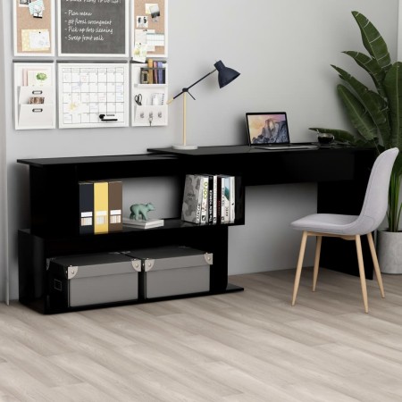 Black plywood corner desk 200x50x76 cm by vidaXL, Desks - Ref: Foro24-801099, Price: 105,35 €, Discount: %