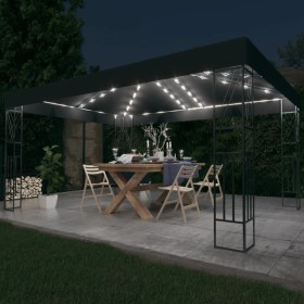 Cenador con tira de luces LED 3x4 m tela gris antracita de vidaXL, Carpas y cenadores - Ref: Foro24-3070329, Precio: 212,68 €...