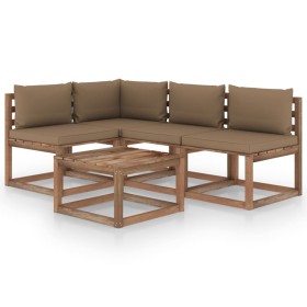 5-piece garden furniture set with taupe gray cushions by vidaXL, Garden sets - Ref: Foro24-3067376, Price: 369,50 €, Discount: %