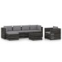 Garden furniture 7 pieces with gray impregnated wood cushions by vidaXL, Garden sets - Ref: Foro24-3068469, Price: 694,88 €, ...