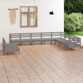 Garden furniture set 10 pieces solid gray pine wood by vidaXL, Garden sets - Ref: Foro24-3083136, Price: 497,21 €, Discount: %