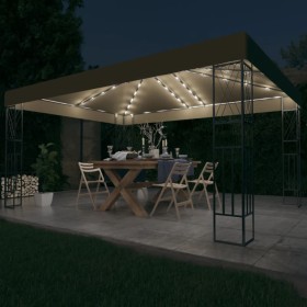 Gartenpavillonzelt mit LED-Lichtbändern, 3 x 4 m, taupefarbener Stoff von vidaXL, Zelte und Pavillons - Ref: Foro24-3070331, ...