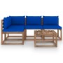 5-piece garden furniture set with blue cushions by vidaXL, Garden sets - Ref: Foro24-3067378, Price: 280,01 €, Discount: %