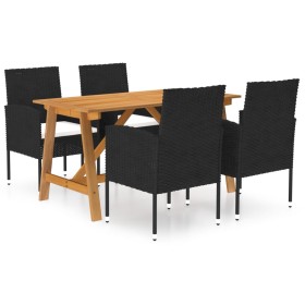 Juego de comedor para jardín de 5 piezas negro de vidaXL, Conjuntos de jardín - Ref: Foro24-3068779, Precio: 398,99 €, Descue...