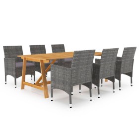 Juego de comedor de jardín 7 piezas gris de vidaXL, Conjuntos de jardín - Ref: Foro24-3068793, Precio: 672,22 €, Descuento: %