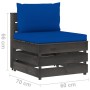 4-Sitzer-Palettensofa mit grau imprägnierten Kiefernholzkissen von vidaXL, Gartensets - Ref: Foro24-3068226, Preis: 390,99 €,...