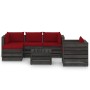 Garden furniture 6 pieces with gray impregnated wood cushions by vidaXL, Garden sets - Ref: Foro24-3068465, Price: 564,99 €, ...