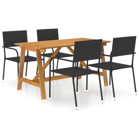 Juego de comedor para jardín de 5 piezas negro de vidaXL, Conjuntos de jardín - Ref: Foro24-3068777, Precio: 329,87 €, Descue...