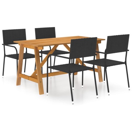 Juego de comedor para jardín de 5 piezas negro de vidaXL, Conjuntos de jardín - Ref: Foro24-3068777, Precio: 300,79 €, Descue...