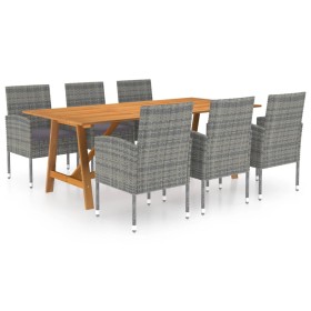 Juego de comedor de jardín 7 piezas gris de vidaXL, Conjuntos de jardín - Ref: Foro24-3068839, Precio: 578,99 €, Descuento: %