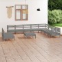 Garden furniture set 11 pieces solid gray pine wood by vidaXL, Garden sets - Ref: Foro24-3083141, Price: 530,74 €, Discount: %