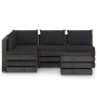 5-piece garden furniture with gray impregnated wood cushions by vidaXL, Garden sets - Ref: Foro24-3068259, Price: 421,99 €, D...