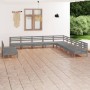 11-piece solid pine gray garden furniture set by vidaXL, Garden sets - Ref: Foro24-3083146, Price: 564,67 €, Discount: %