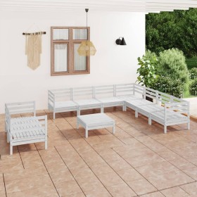 10-teiliges Gartenmöbel-Set aus massivem Kiefernholz weiß von vidaXL, Gartensets - Ref: Foro24-3083190, Preis: 446,99 €, Raba...