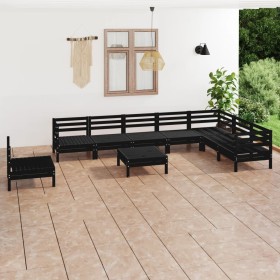 Garden furniture set 9 pieces solid black pine wood by vidaXL, Garden sets - Ref: Foro24-3083053, Price: 468,25 €, Discount: %