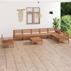 Gartenmöbel-Set 9-teilig aus massivem honigbraunem Kiefernholz von vidaXL, Gartensets - Ref: Foro24-3083052, Preis: 480,99 €,...