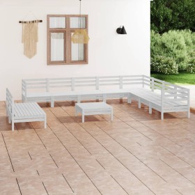 Gartenmöbel-Set 11-teilig aus massivem weißem Kiefernholz von vidaXL, Gartensets - Ref: Foro24-3083140, Preis: 515,99 €, Raba...