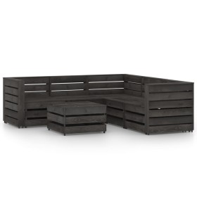 Set de muebles de jardín 6 pzas madera de pino impregnada gris de vidaXL, Conjuntos de jardín - Ref: Foro24-3068072, Precio: ...