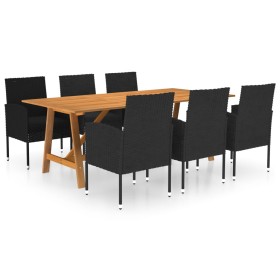 Juego de comedor de jardín 7 piezas negro de vidaXL, Conjuntos de jardín - Ref: Foro24-3068840, Precio: 598,99 €, Descuento: %