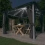 Pavillon-Vorhang und LED-Lichtleiste anthrazitfarbenes Aluminium 300x300 cm von vidaXL, Zelte und Pavillons - Ref: Foro24-307...