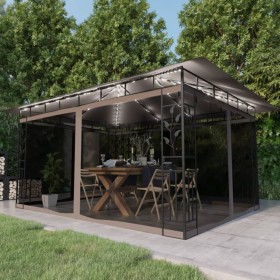 Pavillon mit Moskitonetz und taupefarbenem LED-Lichtstreifen 4x3x2,73m 180 g/m² von vidaXL, Zelte und Pavillons - Ref: Foro24...