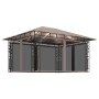 Cenador con mosquitera y tira luz LED taupé 4x3x2,73m 180 g/m² de vidaXL, Carpas y cenadores - Ref: Foro24-3070319, Precio: 3...