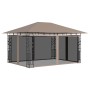 Cenador con mosquitera y tira luz LED taupé 4x3x2,73m 180 g/m² de vidaXL, Carpas y cenadores - Ref: Foro24-3070319, Precio: 3...