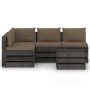 5-piece garden furniture with gray impregnated wood cushions by vidaXL, Garden sets - Ref: Foro24-3068260, Price: 440,99 €, D...