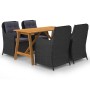 Juego de comedor para jardín 5 piezas negro de vidaXL, Conjuntos de jardín - Ref: Foro24-3068772, Precio: 759,25 €, Descuento: %