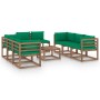 9-piece garden furniture set with green cushions by vidaXL, Garden sets - Ref: Foro24-3067541, Price: 521,82 €, Discount: %